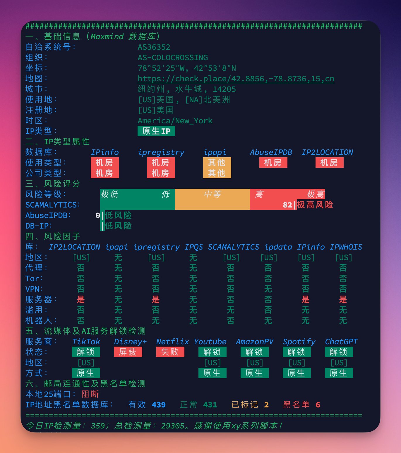 界面精美的 VPS IP 检测脚本